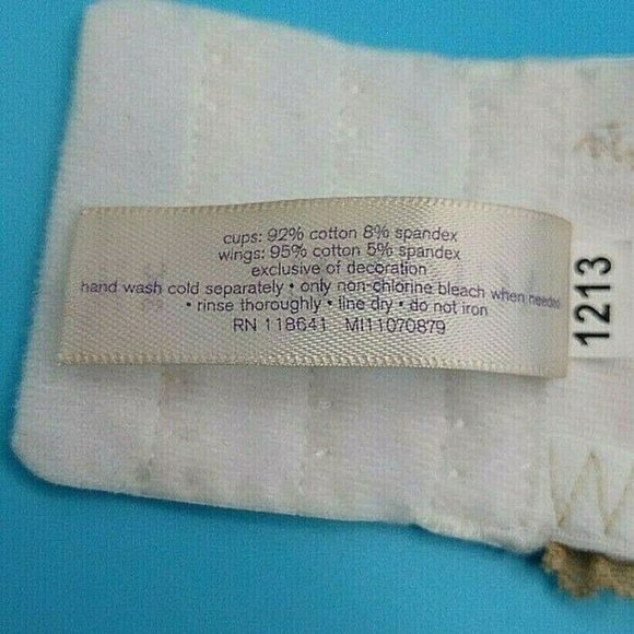 Lane Bryant Cacique Womens Bra Cotton Lace Full Coverage 38C Ivory w/ Tan Lace - Picture 8 of 8